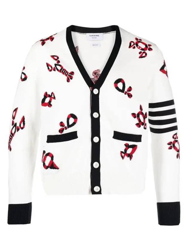 Gem Icons Intarsia Cardigan White - THOM BROWNE - BALAAN 3