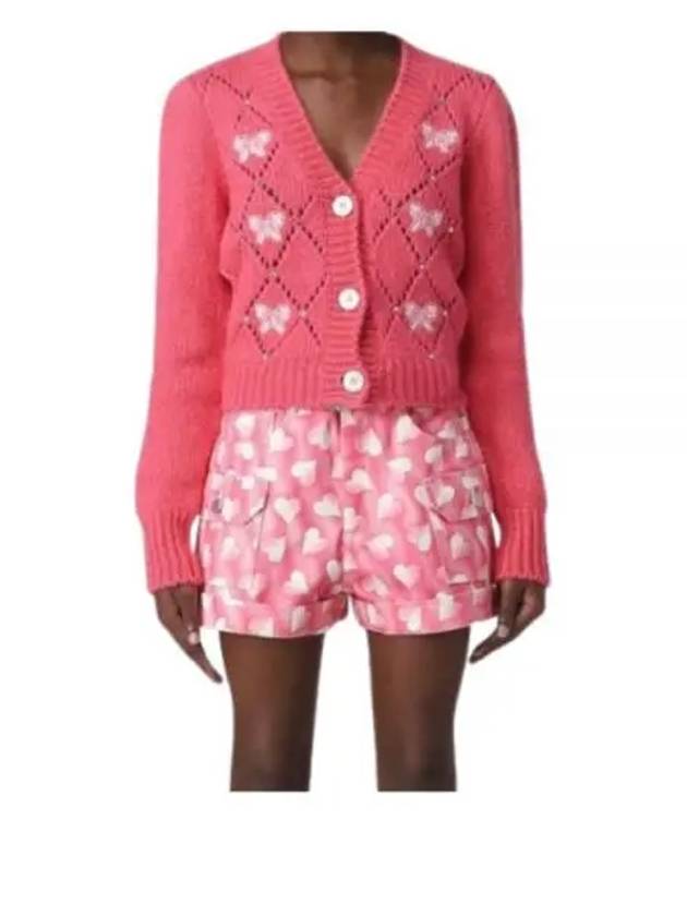 Embroidered Butterfly Pointel Alpaca Cardigan Pink - ALESSANDRA RICH - BALAAN 2