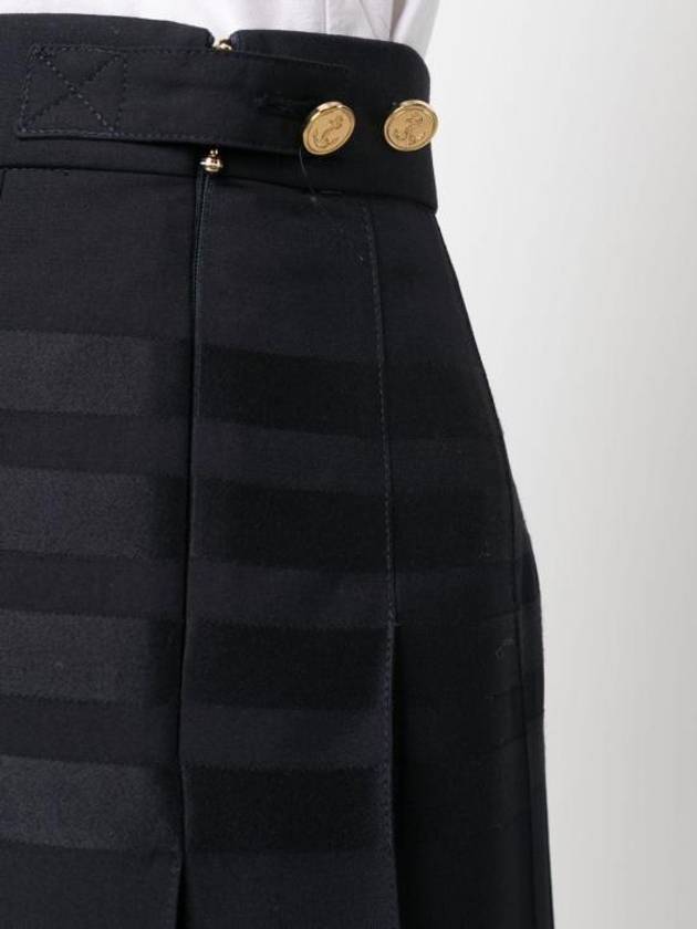 4 Bar Logo Plain Weave Wool Pleated Skirt Navy - THOM BROWNE - BALAAN 4