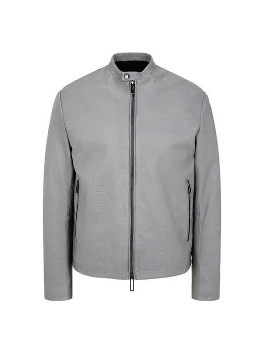 Men s embossed logo leather jacket gray 271616 - EMPORIO ARMANI - BALAAN 1