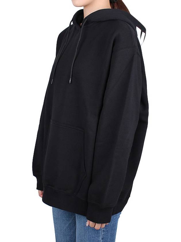 Maxi Logo Print Overfit Cotton Hoodie Black - MSGM - BALAAN 4