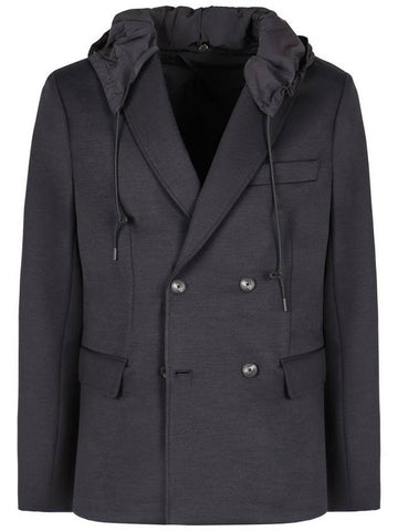 Emporio Armani Knitted Double-Breasted Blazer - EMPORIO ARMANI - BALAAN 1