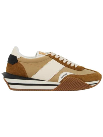 Logo James Panel Low Top Sneakers Brown - TOM FORD - BALAAN 1