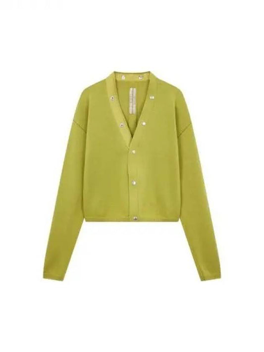 WOMEN Snap button V-neck cardigan light green 271826 - RICK OWENS - BALAAN 1