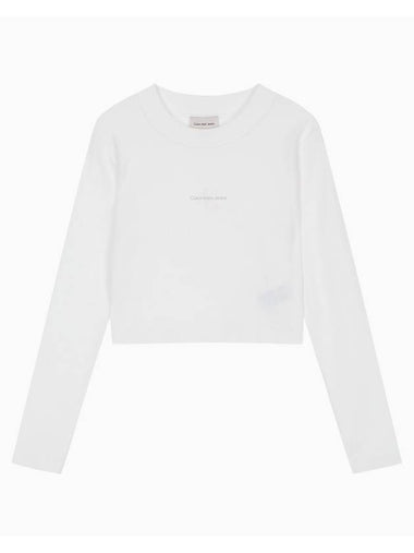 Jeans Monogram Baby Fit Rib Long Sleeve Knit Top White - CALVIN KLEIN - BALAAN 1