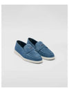 Triangle Logo Suede Loafers Astral Blue - PRADA - BALAAN 1