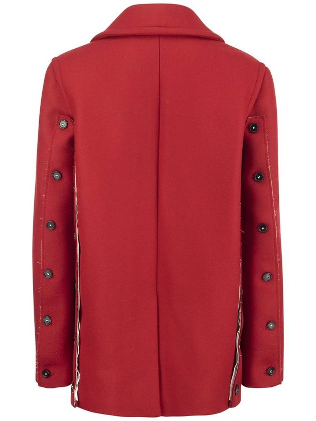 Breasted Wool Double Coat Red - MARNI - BALAAN 3