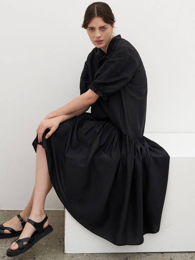 Ribbon Shirring Long Dress Black - MITTE - BALAAN 6