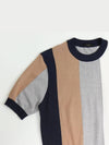 Multicolor striped viscose short sleeve knit STEE144 - IKALOOOK - BALAAN 4