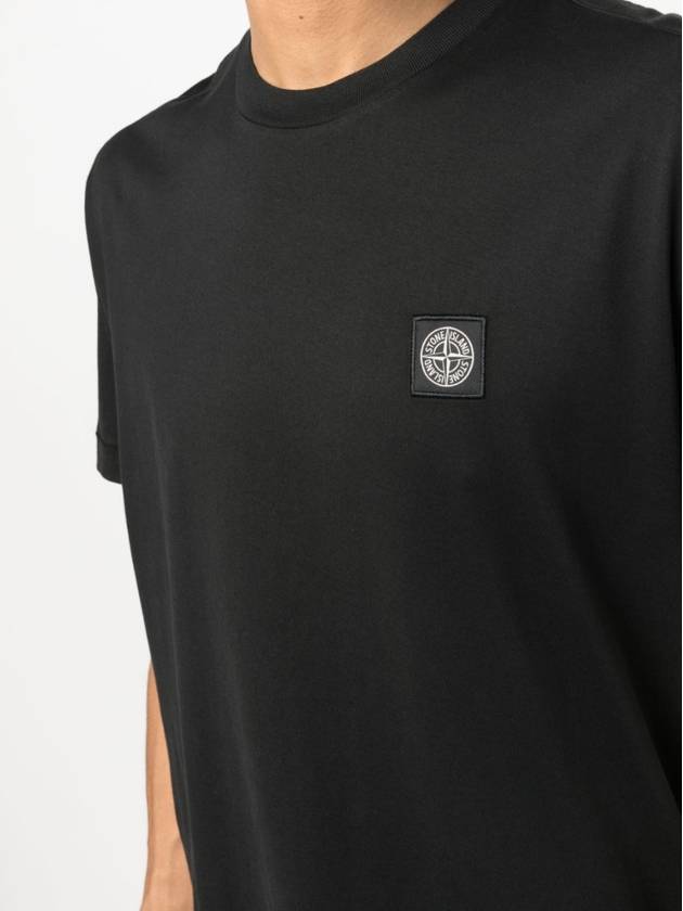 Logo Patch Short Sleeves T-Shirt Black - STONE ISLAND - BALAAN 6