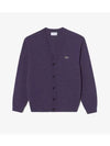 Men's Basic V-Neck Cardigan Purple - LACOSTE - BALAAN 2