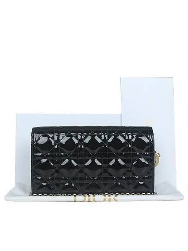 S0204OVRB Lady Gold Plated Black Patent Chain Cross Bag 2 - DIOR - BALAAN 1