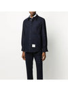 Snap Front Cashmere Wool Shirt Jacket Navy - THOM BROWNE - BALAAN 3