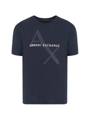 Classic Diagonal Logo Short Sleeve T-Shirt Navy - ARMANI EXCHANGE - BALAAN 1