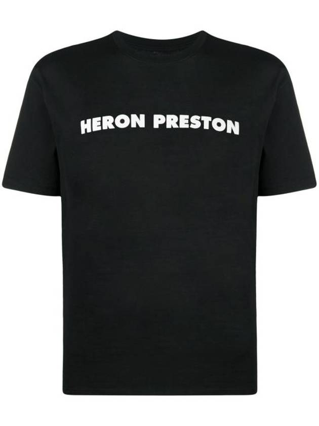 Logo Slogan Printed Short Sleeve T-Shirt Black - HERON PRESTON - BALAAN 1