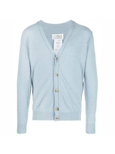 Cashmere Back Stitch Cardigan Pale Blue - MAISON MARGIELA - BALAAN 1