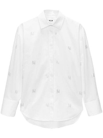 Msgm Cotton Shirt With Rhinestones - MSGM - BALAAN 1