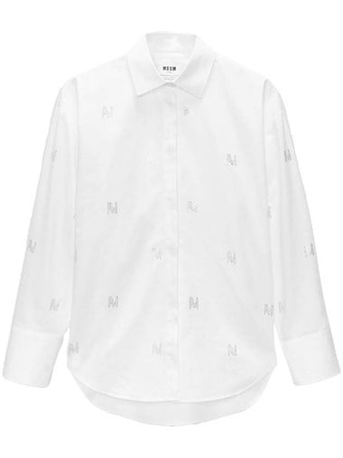 Msgm Cotton Shirt With Rhinestones - MSGM - BALAAN 1