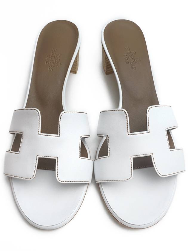 Oasis Calfskin Slipper Heels Blanc - HERMES - BALAAN 3