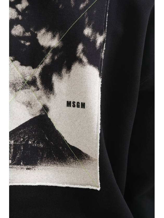 Maxi Graphic Patch Cotton Hoodie Black - MSGM - BALAAN 5