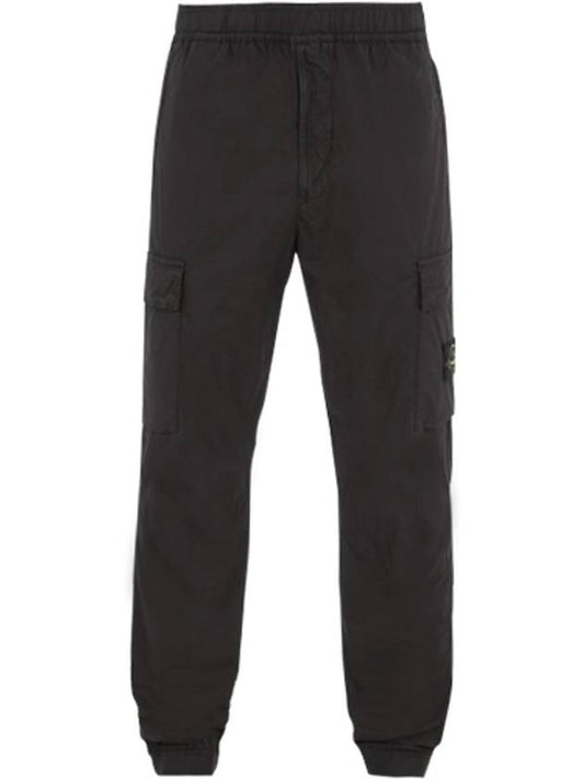 Stretch Cotton Tela Paracadute Cargo Straight Pants Black - STONE ISLAND - BALAAN 2