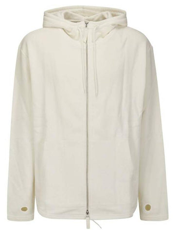 Embroidered Cotton Hooded Jacket Ivory - HELMUT LANG - BALAAN 1