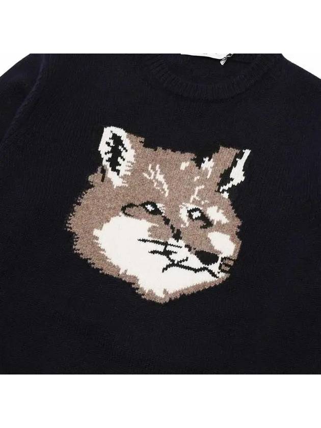 Men's Big Fox Head Classic Pullover Wool Knit Top Navy - MAISON KITSUNE - BALAAN 4