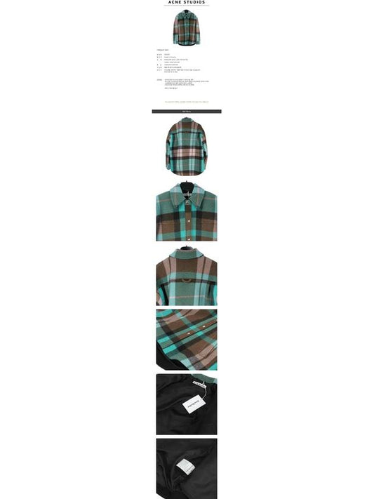 Women's OCILIA BLANKET CHECK Wool Coat A90295 TURQUOISE BROWN ANC165mt - ACNE STUDIOS - BALAAN 2