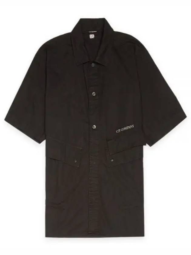 Cotton Popeline Pocket Short Sleeve Shirt Black - CP COMPANY - BALAAN 2