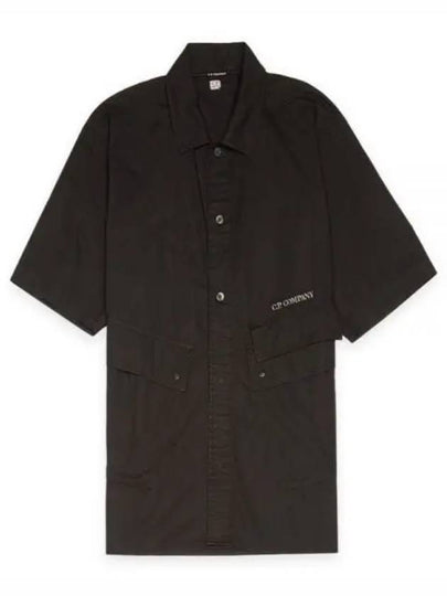 Cotton Popeline Pocket Short Sleeve Shirt Black - CP COMPANY - BALAAN 2