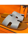 Men's Izmir Sandals Calfskin Sky Blue Brown Two Tone - HERMES - BALAAN 4