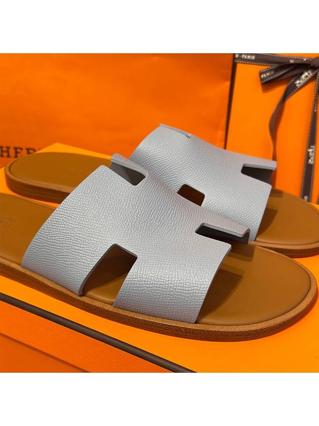 Men's Izmir Sandals Calfskin Sky Blue Brown Two Tone - HERMES - BALAAN 4