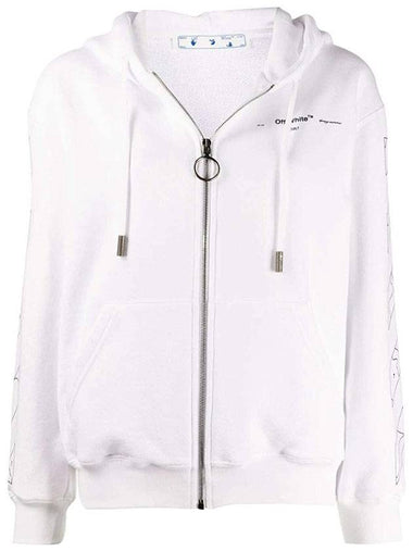 Puzzle Print Zip-Up Hoodie White - OFF WHITE - BALAAN 1