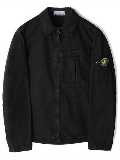 Organic Cotton Shirt Zip Up Jacket Black - STONE ISLAND - BALAAN 2