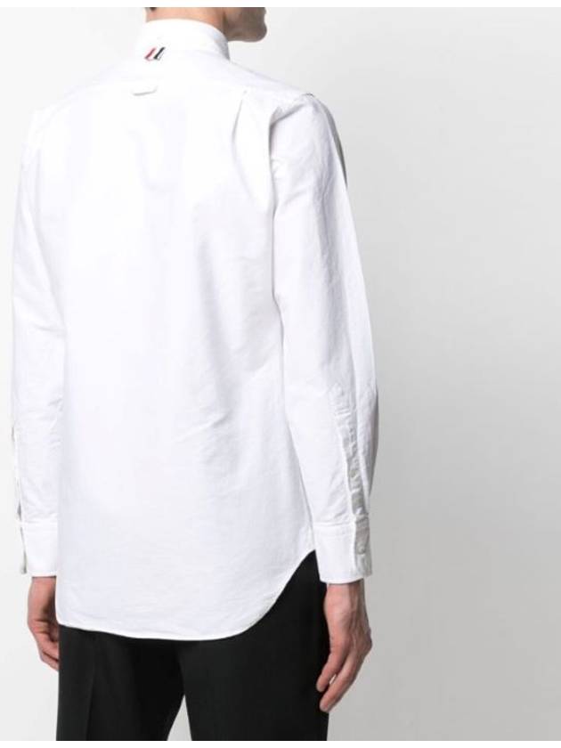 Oxford Grosgrain Placket Cotton Long Sleeve Shirt White - THOM BROWNE - BALAAN 4