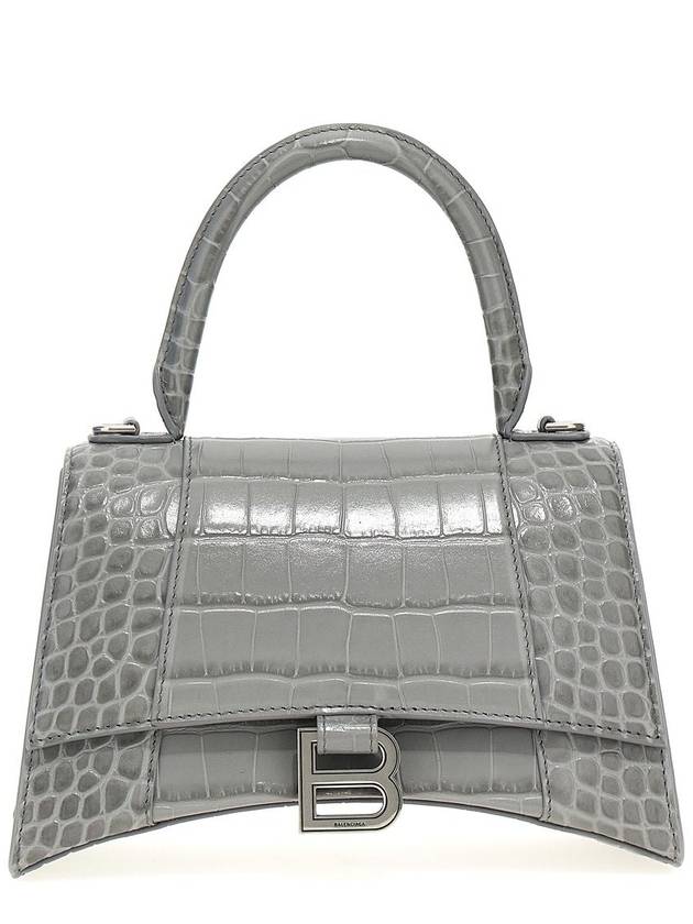 Crocodile Embossed Hourglass Small Calfskin Tote Bag Gray - BALENCIAGA - BALAAN 2