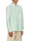 Stitch Army De Coeur Oversized Oxford Long Sleeve Shirt Green - AMI - BALAAN 3