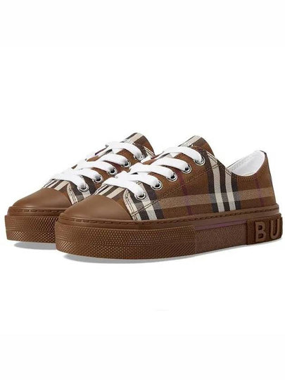 Kids Check Minijack Low Top Sneakers Birch Brown - BURBERRY - BALAAN 2