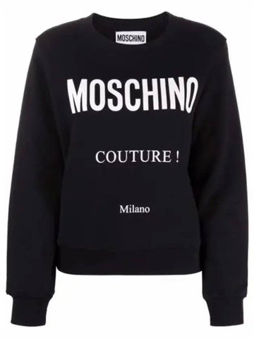 Logo Print Cotton Sweatshirt Black - MOSCHINO - BALAAN 1