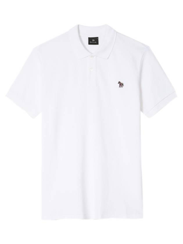 Zebra Logo Short Sleeve Polo Shirt White - PAUL SMITH - BALAAN 1