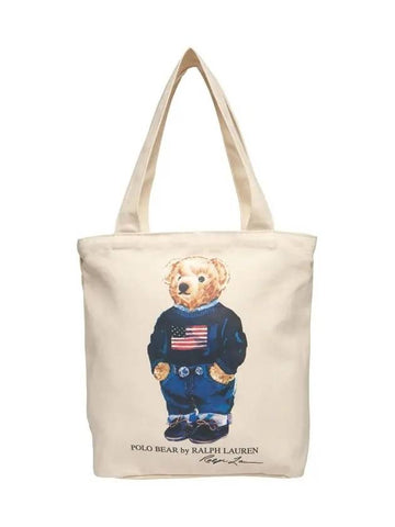 Kids Bear Logo Tote Bag Natural 9AR021 W3Y - POLO RALPH LAUREN - BALAAN 1