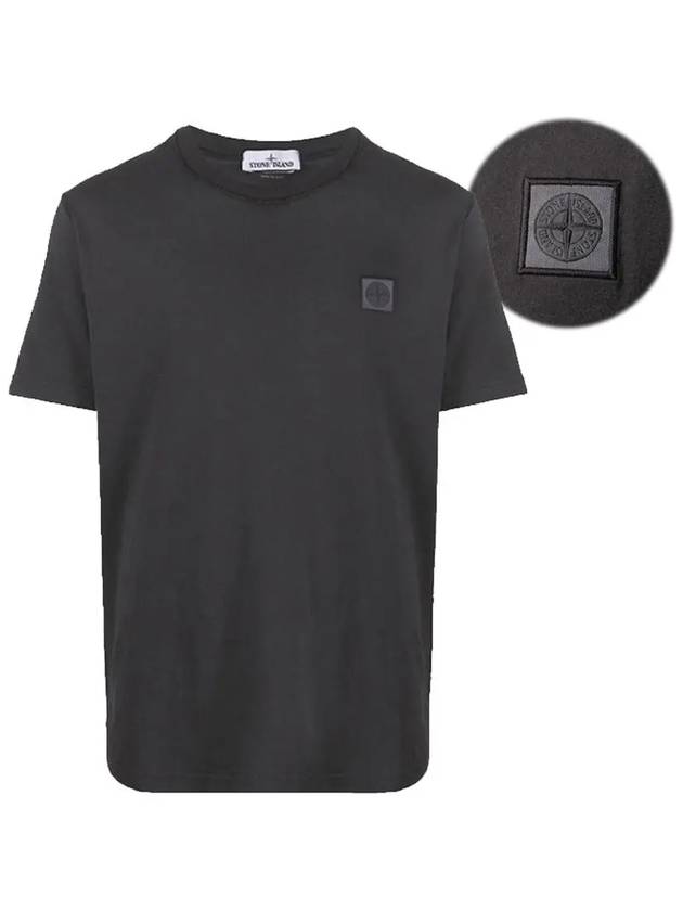 Logo Patch Chest Short Sleeve T-Shirt Charcoal - STONE ISLAND - BALAAN 3