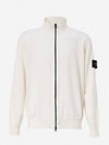 Wappen Patch Cotton Zip-Up Cardigan White - STONE ISLAND - BALAAN 2