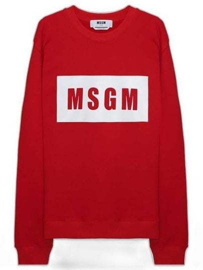 Box Logo Print Cotton Sweatshirt Red - MSGM - BALAAN 2