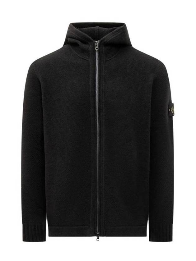 Wool Hooded Jacket Black - STONE ISLAND - BALAAN 1