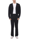 Red Heart Logo Merino Wool Cardigan Black - AMI - BALAAN 4