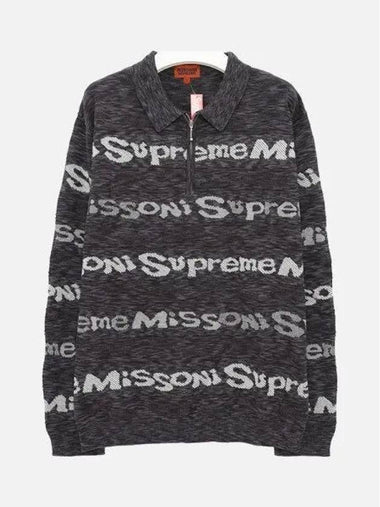 Missoni Collaboration Long Sleeve Polo Half Zip Up Men s Knit FW21KN86 BLK 270689 1039817 - SUPREME - BALAAN 1