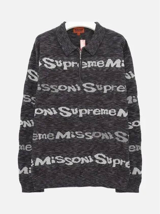 Missoni Collaboration Long Sleeve Polo Half Zip Up Men s Knit FW21KN86 BLK 1039817 - SUPREME - BALAAN 1