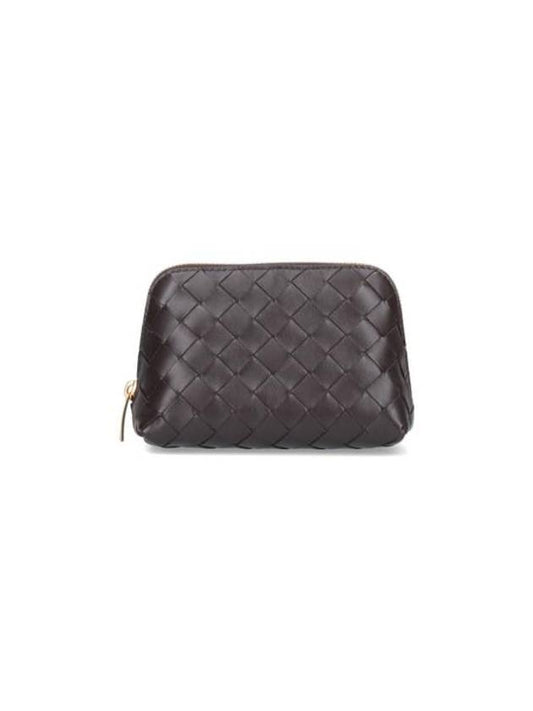 Intrecciato Leather Pouch Dark Brown - BOTTEGA VENETA - BALAAN 1