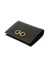 Gancini Compact Half Wallet Black - SALVATORE FERRAGAMO - BALAAN 5